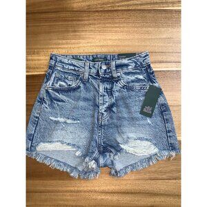 Wild Fable Womens Easy Rigid High-Rise Distressed Blue Denim Shorts Size XXS/00